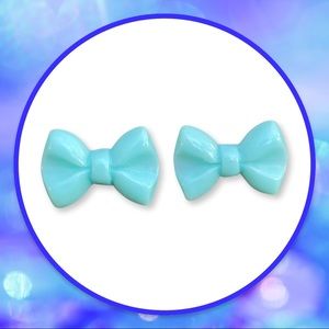 Light Blue Bow Stud Earrings